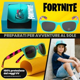 Get Trend Fortnite Cappello Baseball Occhiali da Sole Bambino Set, Protezione UV 100%, Essenziale Vacanze, Regalo per Ragazzi (Blu Fortnite)
