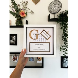 The Little Gem Company - Luxury Box Frame Gift with Wooden Letter & Beautiful Quote - Perfect for Mothers Day | Fathers Day | Birthday | Christmas (Godmother)