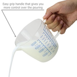 EIKS Glass Milk Frothing Pitcher Mixing Cup for Coffee Espresso Cappuccino Latte Juice in Kitchen Restaurant - 500 ML (0.5 Liter, 2 Cup)