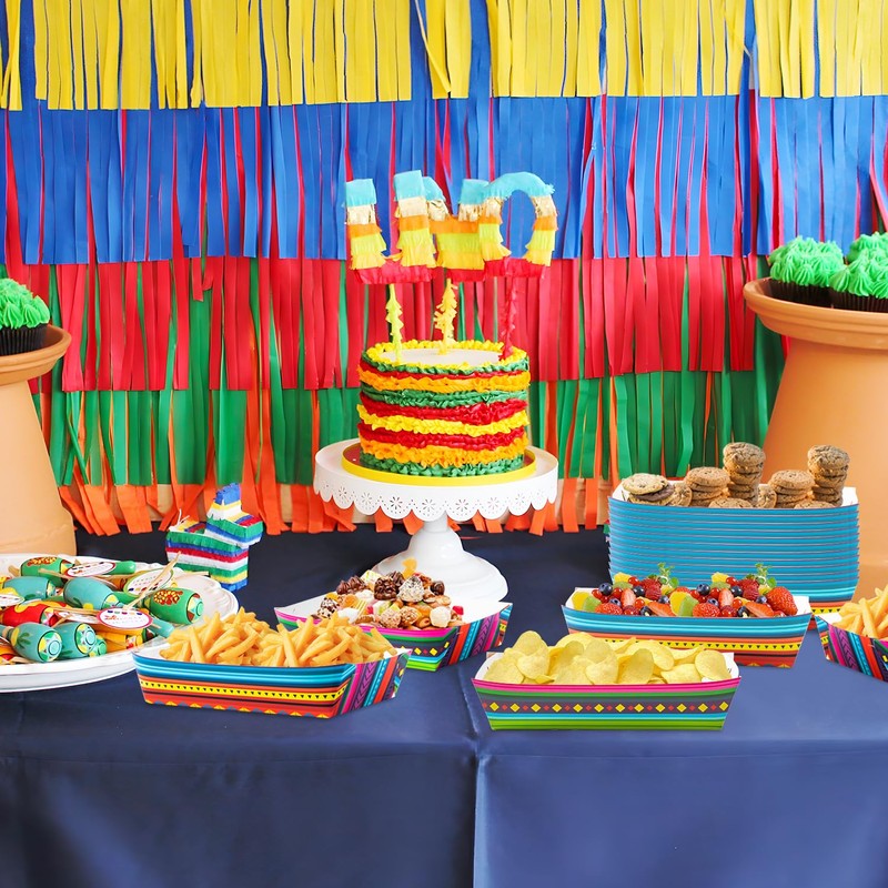 AsodSway Mexican Taco Nights Food Trays 100Pcs Mexican Nacho Popcorn