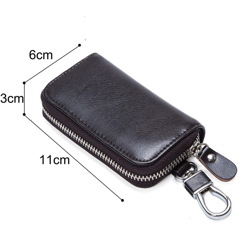 Leather Key Holder Wallet – Multi-Functional Zipper Key Case with