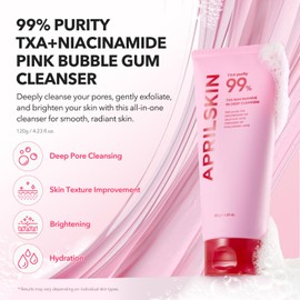 APRILSKIN TXA Niacinamide 99 Pore Care Pink Bubble Gum Deep Cleanser | 99% High-Purity TXA+Niacinamide | All-in-One Cleanser: Deep Cleansing, Blackhead Care, Pore Care, Moisturizing | 4.23 fl.oz.