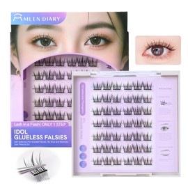 Self Adhesive Lash Clusters DIY Eyelash Extensions C Curl Natural 42Pcs Pre-Glued Cluster Lashes 11-13MM No Glue Individual Lashes Self Application at Home(Idol)