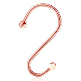 Rose Gold Shower Curtain Hooks Rings,CHICTIE Decorative Shower Curtain Rings for Bathroom Shower Rod, Set of 12 Premium Rust-Resistant Metal Shower Hooks Hangers T Shaped Design