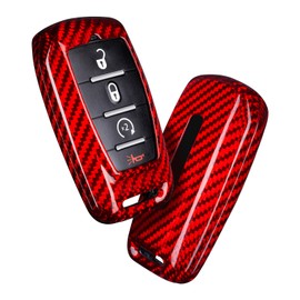 Carbon Zone Car Key Fob Cover Compatible with Ram Key Case Key Fob Cover Fits for Ram 1500 2500 3500 Car Series Accessories 2018-2024,RED