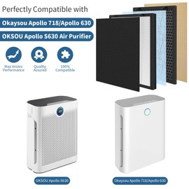 XBWW 630 718 Replacement Filter Compatible with Okaysou Apollo 630 / Apollo 718 and OKSOU S630 Air Cleaner Purifier, Extra-Duo 5-in-2 Filters of Premium Filter and Activated Carbon,1 Pack