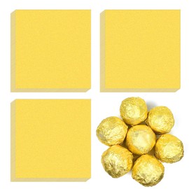 100 Pcs 4*4In Chocolate Candy Wrappers, Aluminium Foil Paper Wrapping Papers Foil Candy Wrappers Square Aluminium Foil Candy Wrappers for DIY Brownies, Fruit Bars, Candy Chocolate Packaging (Golden)