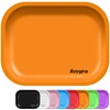 roygra Rolling Tray, Matte Metal Decorative Tray (Orange, Medium -
