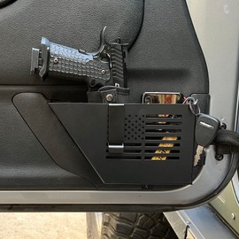 MAIKER Metal Front Door Storage Box, Door Side Insert Organizer Box Pockets for 2007-2018 Jeep Wrangler JK JKU 2/4 Door 2pcs(Black)