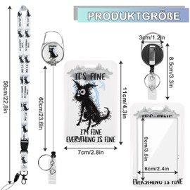 ID Card Case with Band, ID Badge Holder Breakaway Lanyard for, Retractable Badge Reel, Removable Name Plate Clips, Neck Lanyard Strap, Teacher Office Gifts (Text Dog)