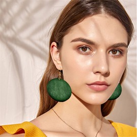 SMALLLOVE Wooden Hoop Earrings for Women Retro Black African Bohemian Wood Teardrop Geometric Lightweight Dangle Drop Earrings (Circle Green)