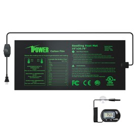 iPower 10" x 20.75" Seeding Heat Mat with Temperature Adjustable Knob and Digital Thermometer, Durable Warm Hydroponic Plant Germination Starting Pad
