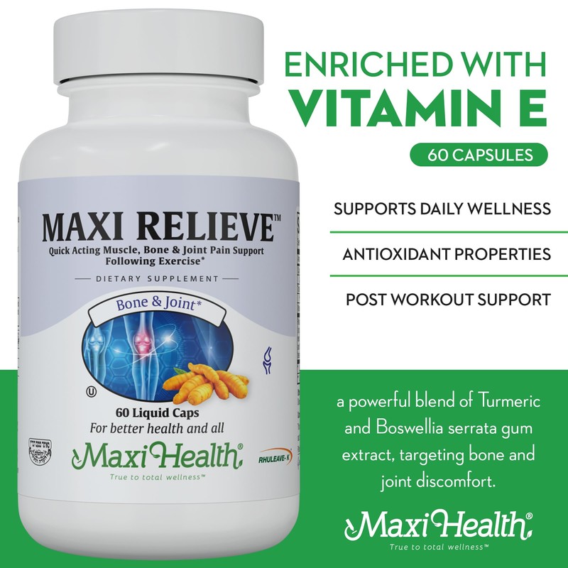 Maxi Health Relieve Joint Support Supplement with Turmeric and Boswellia