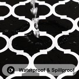 smiry Rectangle Table Cloth, Waterproof Vinyl Tablecloth with Flannel Backing for Rectangle Tables, Wipeable Spillproof Plastic Tablecloths for Dining, Camping, Indoor and Outdoor (54"x108",Black)