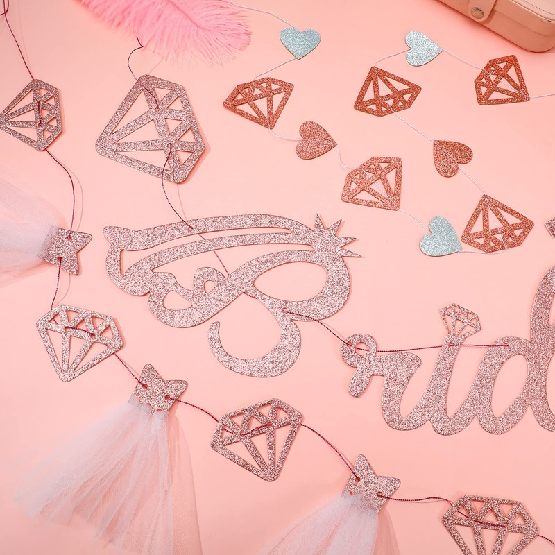 Cerolopy 3 Pieces Rose Gold Bride To Be Banner Glitter