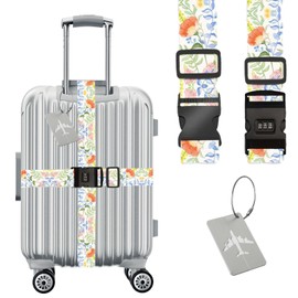 LdawyDE Luggage Strap with Combination Lock, Luggage Strap with Lock, Suitcase Straps Pack of 2, Suitcase Strap Strap, Eye-catching, Luggage Belt with Air Travel, Reinforced Suitcase Straps for Quick