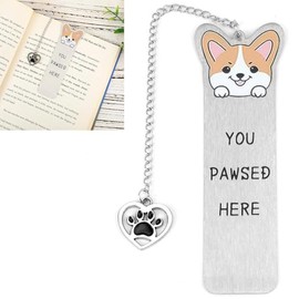 Crovakeu 1pcs Durable Metal Bookmark for Readers,Corgi Dog Bookmark Funny Dog Lover Gifts - Unique Corgi Themed Birthday/Reading Present (Corgi)