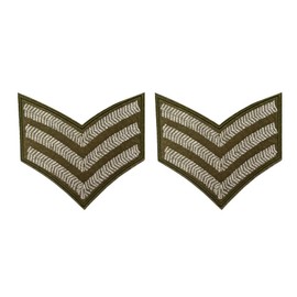 Cute-Patch Big Sergeant Stripes Silver Army Military Embroidered Iron on sew on Patches