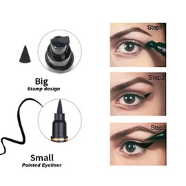 2-Pcs Waterproof Eyeliner Stamp Set - Wing & Cat Eye Stamp for Smudge-Free, Long-Lasting Look. Beginner-Friendly Black Liquid Eye Liner Pens