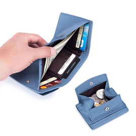 RRANCharltu Women's Small Leather Purse with Zip Coin Compartment Card Slots, Pink, Classic