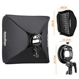Godox 32"x 32" 80cmx80cm Foldable Portable Softbox with S2 Speedlite Bracket Bowens Mount Holder and Honeycomb Grid for Photography Studio Strobe Flash Speedlite Speedlight