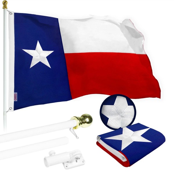 UD_G128 Flag Pole 5 FT White Tangle Free & Texas