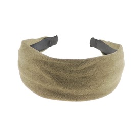 Ladies Wide Draped Suede Look Colour Headband Alice Band New (Khaki)