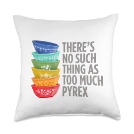 Funny Pyrex Collector, Vintage Kitchen Mixing Bowls Throw Pillow