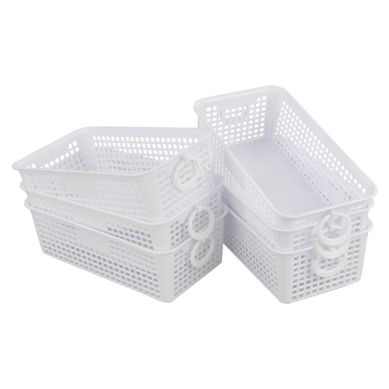 Kiddream 6 Packs Mini Plastic Basket, Office Desktop Basket, White