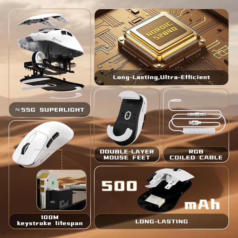 ATTACK SHARK V5 8K Polling Rate Ultra-Light Wireless Gaming Mouse