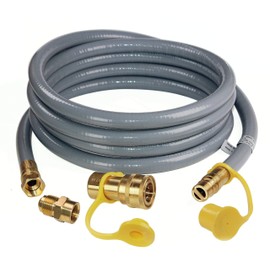 DOZYANT 12 Feet 1/2 inch ID Natural Gas Grill Hose with Quick Connect Fittings Assembly for Low Pressure Appliance -3/8 Female to 1/2 Male Adapter for Outdoor NG/Propane Appliance - CSA Certified