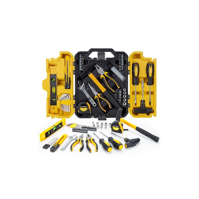 CARTMAN 57-Piece Home Tool Kit, Yellow Household Tool Set With