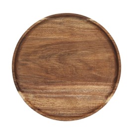 Round Wooden Platter, Natural Acacia Tray, Wooden Dinner Plates, Tray Organizer, Serving Tray for Coffee Table, Home Decor, Fruit, Appetizer (8 Inch)