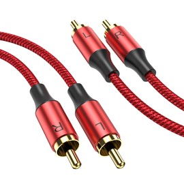 MOSWAG RCA Stereo Cable,2RCA Male to 2RCA Male Stereo Auxiliary Audio Cable Subwoofer Cable 3.28ft/1M, 24K Gold Plated Nylon Braided for Home Theater, Audio, HDTV, Car Stereo, Speakers