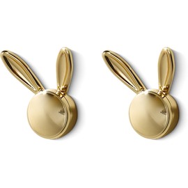 ccotikosee 2 Pack Bunny-Shaped Decorative Wall Hooks, Cute Zinc Alloy Hangers for Coats, Towel, Keys, Bag, Robes, Heavy Duty Rabbit Design Mounted Holder for Bathroom