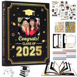 Pasimy Graduation Scrapbook Kit A4 Photo Album 60 Pages Removable DIY Memory Scrap Book Grad Picture Album with Stickers Holds 4x6 5x7 8x10 Pictures for Grad Class of 2025 Graduation Gifts (2025)