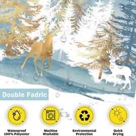 Mocsicka Christmas Trees Shower Curtain Vintage Merry Christmas Bathroom Curtain Xmas Reindeer Shower Curtain Set with 12 Hooks, 72x72 Inches