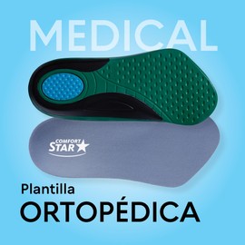 Media Plantilla Ortopédica Comfort Star, Ideal para Fascitis Plantar, Mayor comodidad, Doble absorción de impactos (24-27)