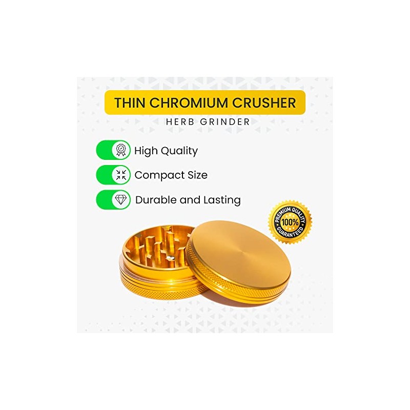 Molinillo compacto de especias de 5,6 cm, color dorado