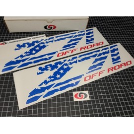 Z71 Off Road Decals (2pk) American Flag Truck Bedside Fender Stickers for Chevy Silverado Colorado 4x4 (Gloss Blue & Red)