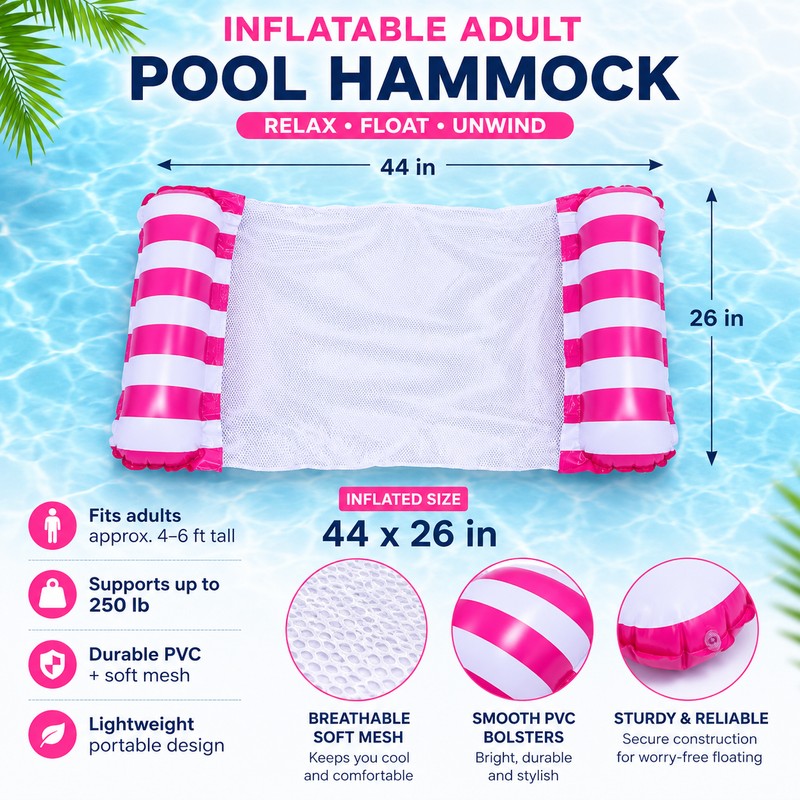 Inflatable Pool Hammock Floats for Adults – 4-in-1 Water Lounger