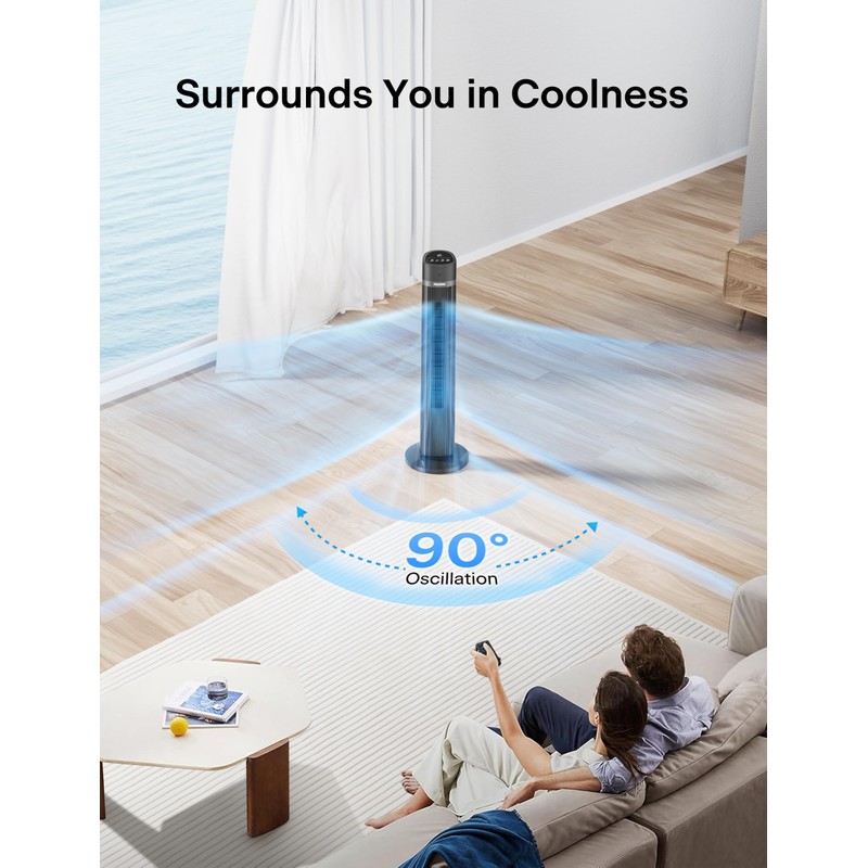 PELONIS 40 inch Bladeless Tower Fan for Bedroom, Standing Fan