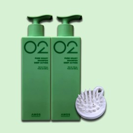 Amos Pure Smart Shampoo Deep Action 500g x 2 + Shampoo Brush / 아모스 퓨어스마트 샴푸 딥액션 500g 2개+샴푸브러쉬