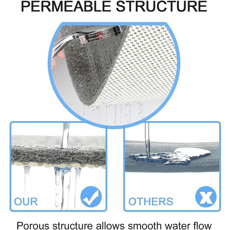 Lurowo Corner Shower Mat - Non Slip, Quadrant Loofah Mat