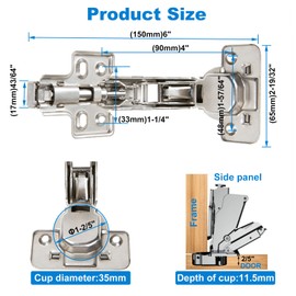 2 Pack 165 Degree Frameless Cabinet Doors Hinges, Clip ON Plate for Easy Installation, Soft Close Multi-Pivot Concealed Hardware for Corner Kitchen Cabinet, Cupboard Folded, Folden Door, Closets