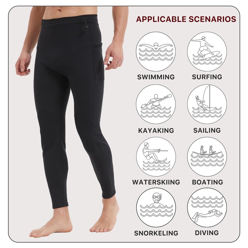 Lemorecn Wetsuit Pants Men 2mm Neoprene Swim Pants for Swimming