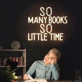 So Many Books So Little Time Neon Sign, Book Store Wall Decor Kid's Room Game Room School Classroom Wall Art Decor, Bookish LED Sign, Bookworm Reader Club Wall Decor Christmas Birthday Gifts