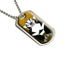GRAPHICS & MORE Geometric Badger Black and White - Honey Military Dog Tag Keychain