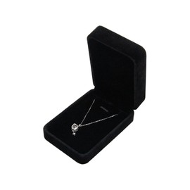 Bototack Velvet Necklace Box, Rectangle Jewelry Gift Boxes Necklace Display Case for Engagement Wedding Birthday Gifts (Black-rectangular)