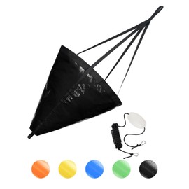 BLUEWING 32" Drift Sock Sea Anchors with Buoy Ball Float Leash 840D Nylon Parachute Fishing Drogue for Marine/Jet Ski/Sail Boat Black
